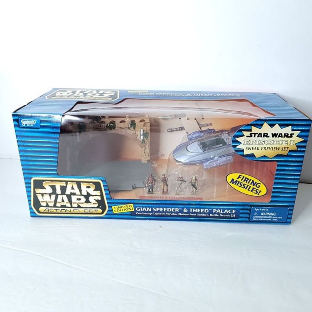 VTG 1999 Star Wars Action Fleet Gian Speeder & Theed Palace New Box Not Perfect